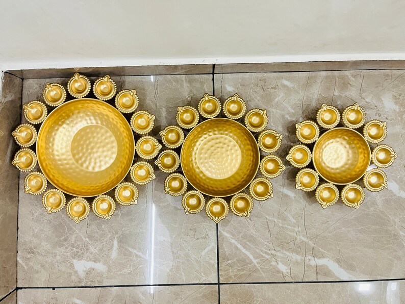 Urli Diya 3pcs Lotus Urli Bowl Diwali Decor Lotus Urli Etsy