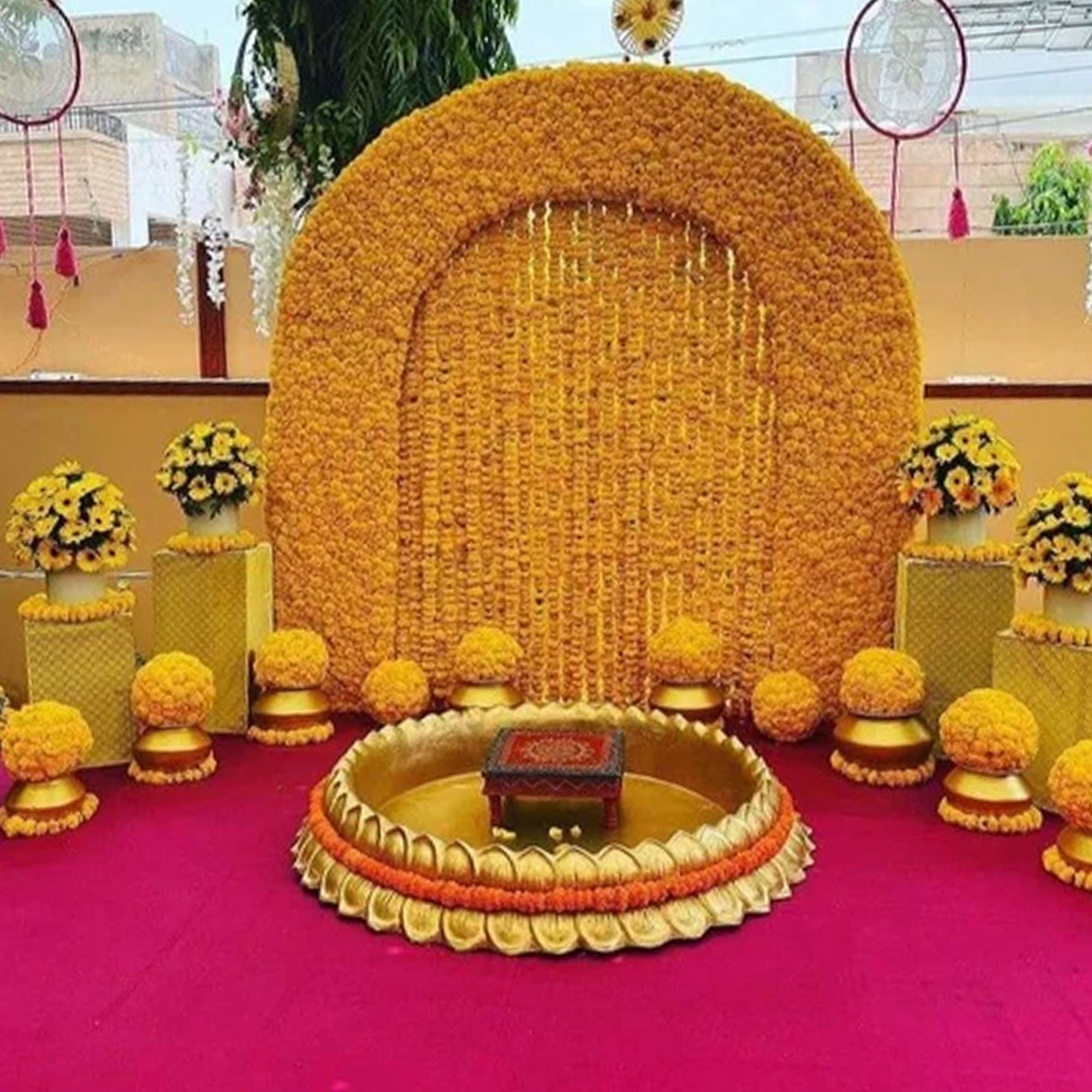 Fiber Lotus Flower Haldi Mehndi Tub Urli for Wedding Decor Etsy