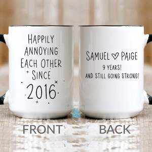 9th Anniversary Mug, 9 Year Wedding Anniversary Gift For Him Her, Happy 9 Yr Pottery Anniversary Wife Husband Personalized Couple Coffee Mug