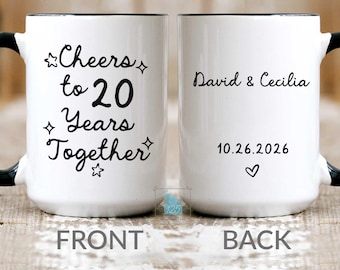 20th Anniversary Mug, 20th Anniversary Gift for Husband Wife, Personalized 20 Year Wedding Anniversary Gift for Couple, China Anniversary