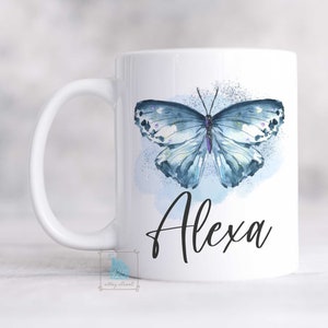 Butterfly Mug, Butterfly Gift, Butterfly Coffee Mug, Personalized Blue Butterfly Gift For Men Women, Butterfly Lover Cup, Butterfly Birthday