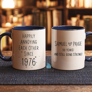 50th Anniversary Mug, 50 Year Wedding Anniversary Gift For Wife Husband, Happy 50 Yr Golden Mom Dad Parents Personalized Couple Coffee Cup image 6