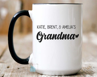Grandma Mug, Grandma Gift For Grandma Birthday Mug, Personalized Grandma Coffee Mug with Grandkids Names, Grandma Mothers Day Gift Christmas
