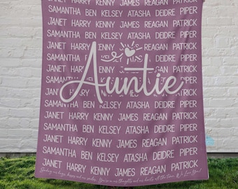 Personalized Auntie Blanket, Auntie Gifts, Gift For Aunt With Custom Kids Name, Gift For Sister Godmother, Best Aunty Ever BAE Aunt Keepsake