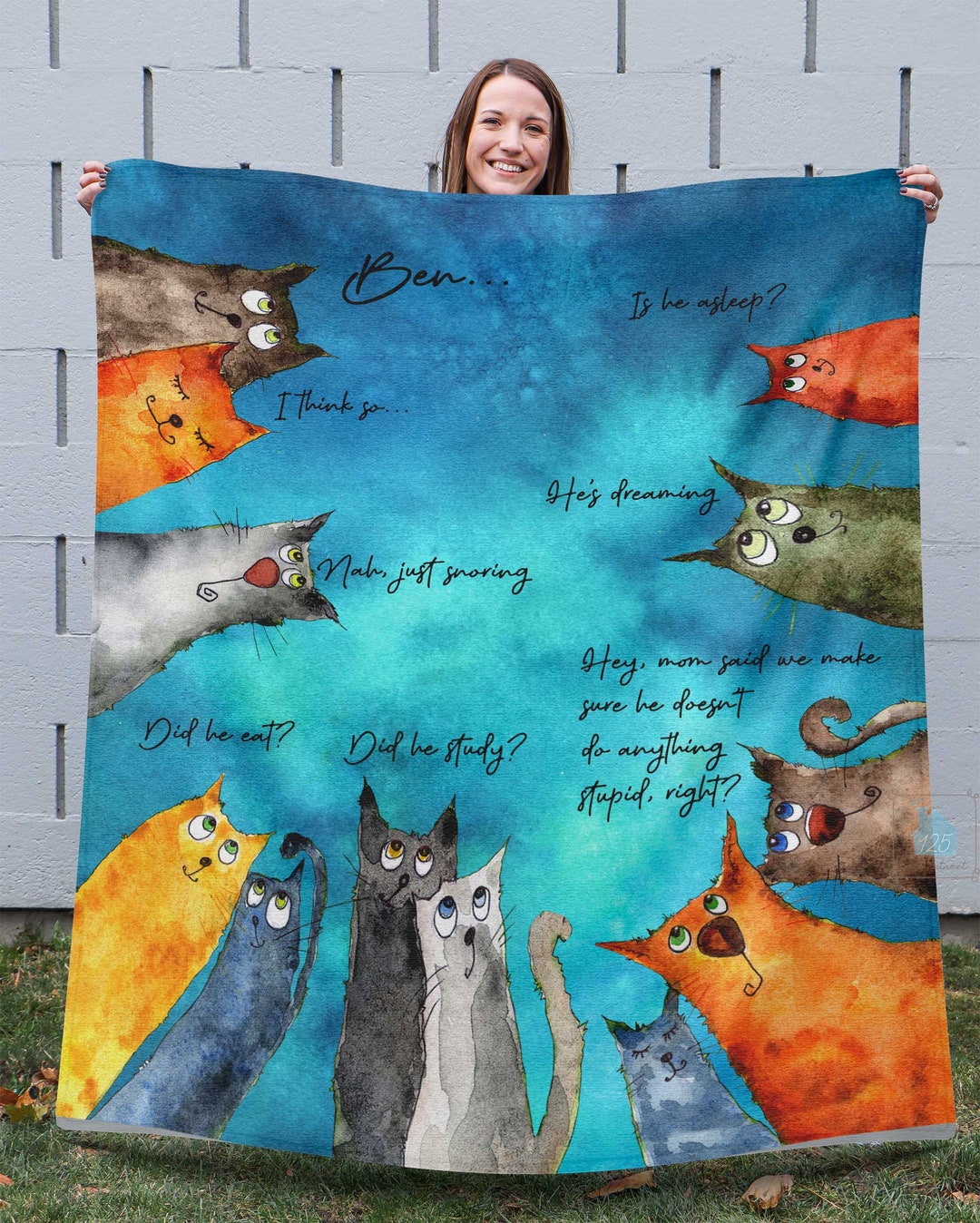 Cat Lover Gift, Cat Blanket for Cat Mom Cat Dad Cat Owner, Personalized
