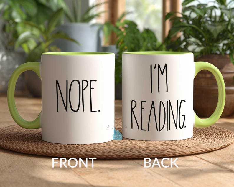 Book Lover Gift, Book Lover Mug, Bookworm Gift For Booklovers, Reader Gift, Funny Nope Reading Cup, Book Nerd Bibliophile Bookish Coffee Mug image 9