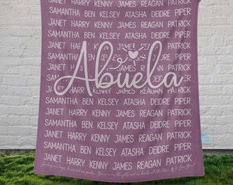 Abuela Blanket, Custom Abuela Blanket With Grandkids Name, Mothers Day Gift For Abuela Fleece Blanket Personalized, Abuela Birthday Gift