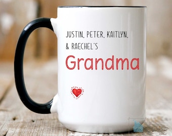 Grandma Mug Gifts For Grandma From Grandkids, Personalized Grandma Coffee Mug, Grandma Birthday Christmas Mothers Day Gift, Grandparents Cup