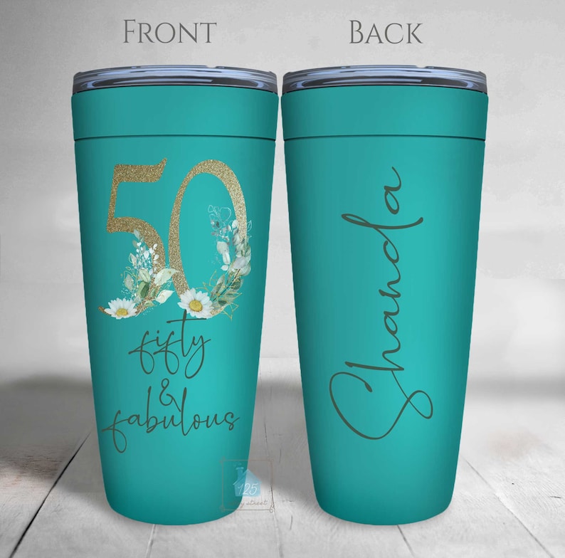 50th Birthday Tumbler, 50th Birthday Gift for Women, Personalized Happy ...