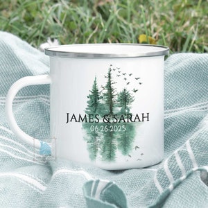 Engagement Campfire Mug, Wedding Camping Mug, Personalized Engagement Gift, Wedding Gift For Newly Engaged Couple, Wedding Anniversary Mug