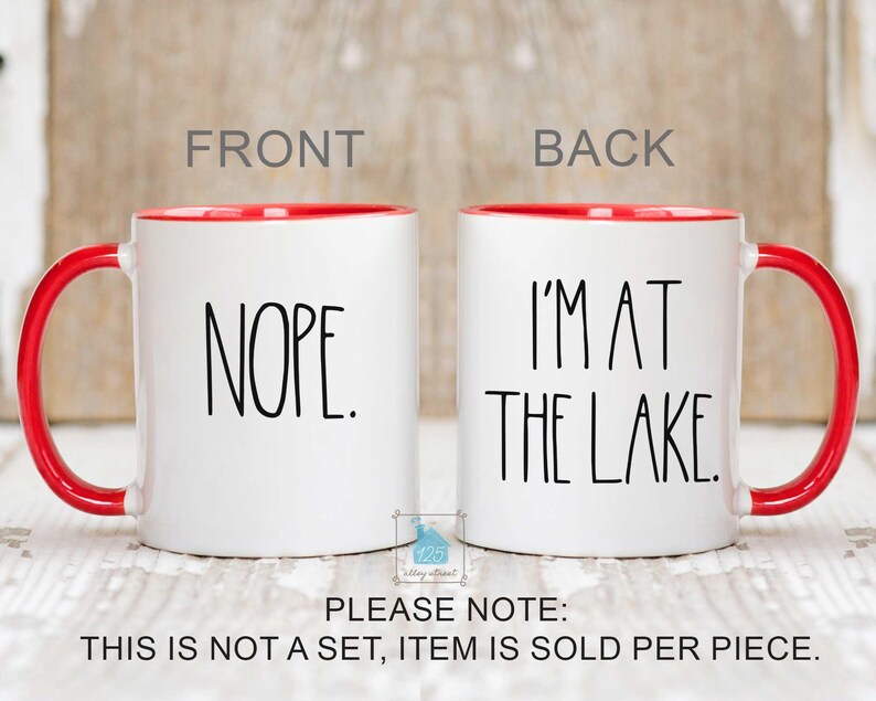 Lake House Gift, Lake Mug, Lake Life Decor, Funny Lake Lover Gift Idea, Lake Coffee Mug, Fishing Mug, Summer Camping Boating Mug, Nope Cup image 2