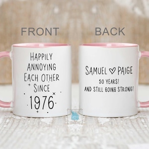 50th Anniversary Mug, 50 Year Wedding Anniversary Gift For Wife Husband, Happy 50 Yr Golden Mom Dad Parents Personalized Couple Coffee Cup image 8
