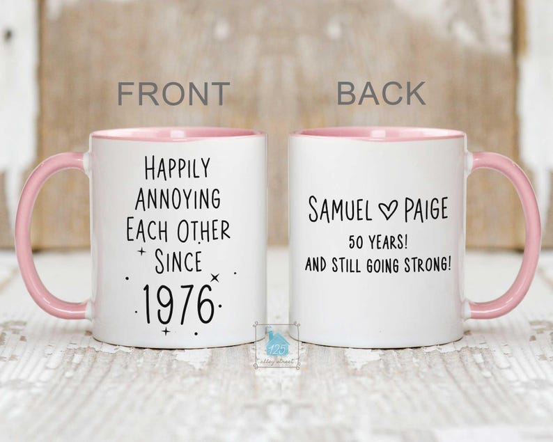 50th Anniversary Mug, 50 Year Wedding Anniversary Gift For Wife Husband, Happy 50 Yr Golden Mom Dad Parents Personalized Couple Coffee Cup image 8