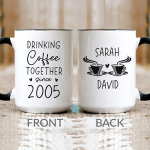 20th Anniversary Mug, 20th Anniversary Gift For Husband Wife Couples Personalized 20 Year Wedding China Anniversary Drinking Coffee Together