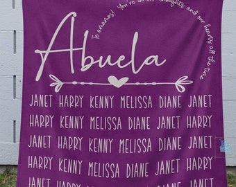 Abuela Blanket, Personalized Abuela Gift For Grandma Christmas Blanket From Grandkids Names Mom Mother In Law Spanish Grandma Mothers Day