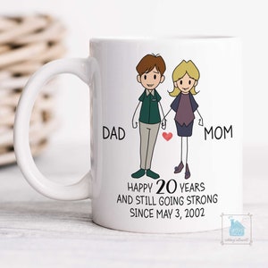 20th Anniversary Mug, 20 Year Wedding Anniversary Gift For Her Him, Happy 20 Yr China Husband Wife Gift, Women Men Personalized Couple Cup