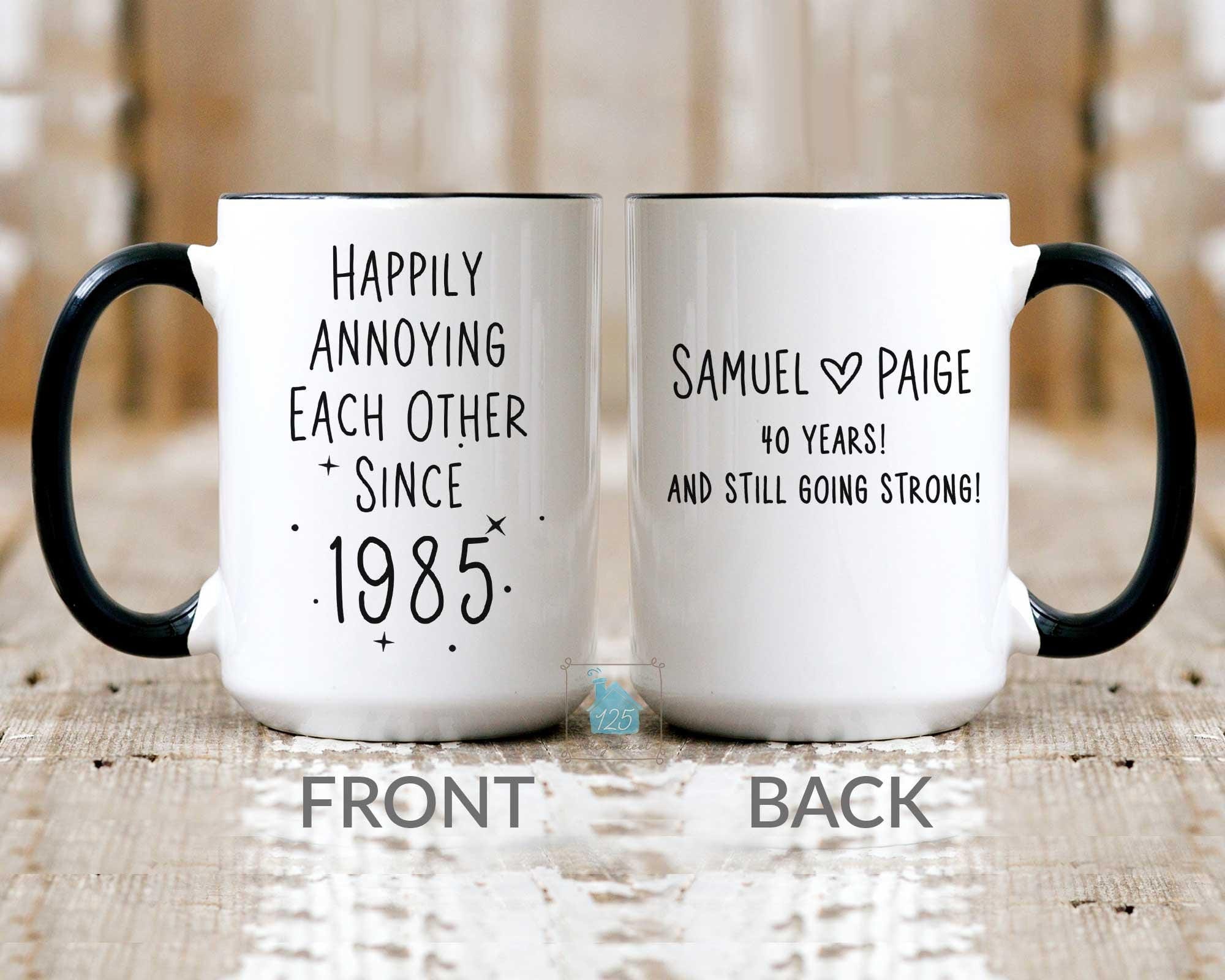 40th Anniversary Mug, 40 Year Wedding Anniversary Gift For Wife Husband, Happy 40 Yr Ruby Mom Dad Parents Personalized Couple Coffee Cup