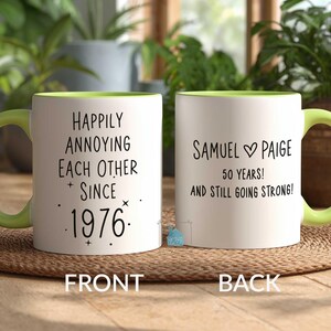 50th Anniversary Mug, 50 Year Wedding Anniversary Gift For Wife Husband, Happy 50 Yr Golden Mom Dad Parents Personalized Couple Coffee Cup image 9