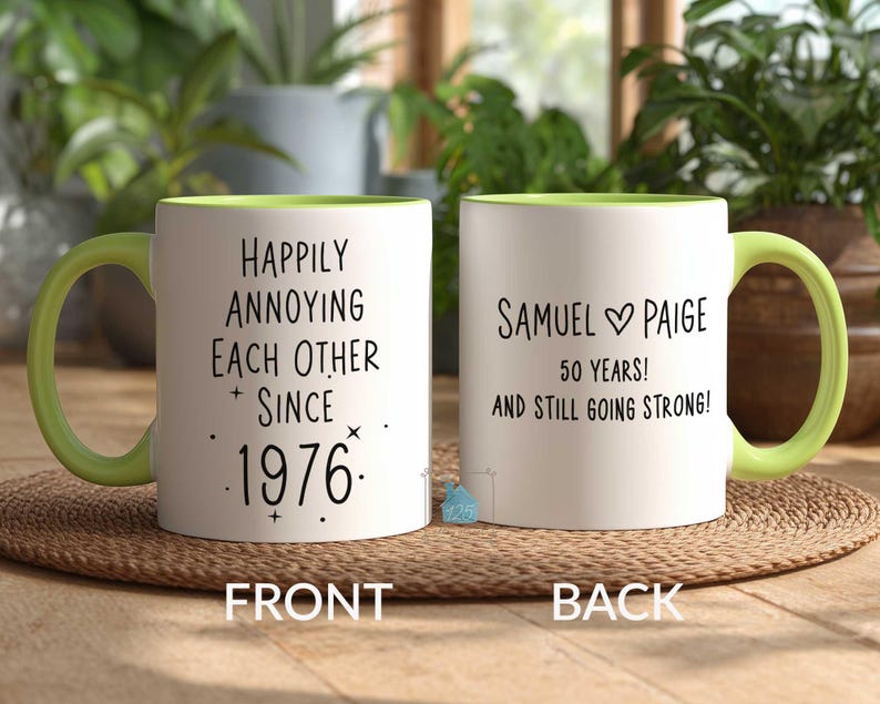 50th Anniversary Mug, 50 Year Wedding Anniversary Gift For Wife Husband, Happy 50 Yr Golden Mom Dad Parents Personalized Couple Coffee Cup image 9