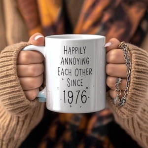 50th Anniversary Mug, 50 Year Wedding Anniversary Gift For Wife Husband, Happy 50 Yr Golden Mom Dad Parents Personalized Couple Coffee Cup image 3