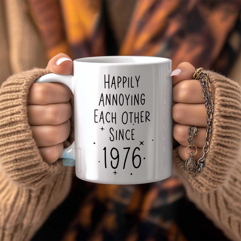 50th Anniversary Mug, 50 Year Wedding Anniversary Gift For Wife Husband, Happy 50 Yr Golden Mom Dad Parents Personalized Couple Coffee Cup image 3