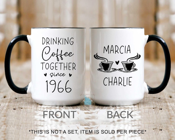 60th Anniversary Gift for Parents, 60 Year Wedding Anniversary Cups,  Drinking Coffee Together Mug, Personalized Diamond Anniversary Couple - Etsy