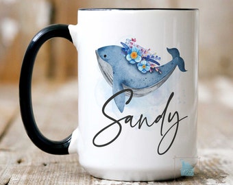 Blue Whale Mug, Whale Mug, Personalized Whale Gifts For Women Girls, Cute Whale Lover Gift, Whale Birthday Gift, Whale Watchers Coffee Mug