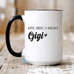 Gigi Mug, Gigi Gifts For Gigi Birthday Mug, Personalized Gigi Coffee Mug with Grandkids Names, Gigi Mothers Day Gift Grandma Christmas Cup