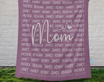 Mom Blanket With Kids Names, Mom Gift From Daughter Son, Personalized Mom Fleece Blanket, Mothers Day Gift For Mom Mama Mommy Keepsake Throw