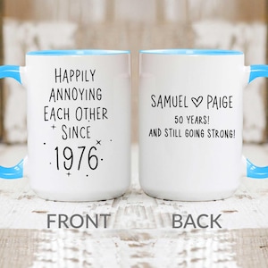 50th Anniversary Mug, 50 Year Wedding Anniversary Gift For Wife Husband, Happy 50 Yr Golden Mom Dad Parents Personalized Couple Coffee Cup image 7