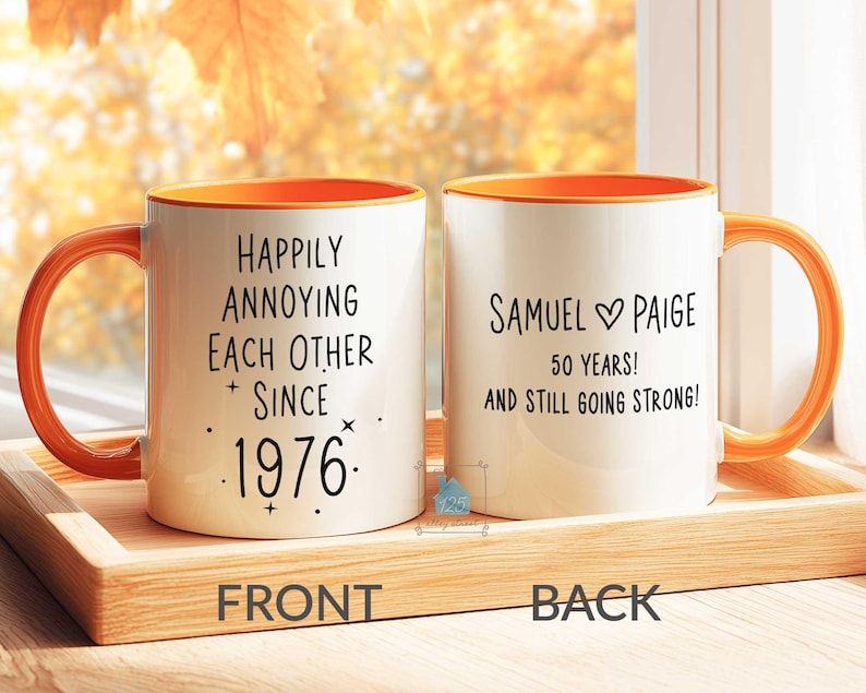 50th Anniversary Mug, 50 Year Wedding Anniversary Gift For Wife Husband, Happy 50 Yr Golden Mom Dad Parents Personalized Couple Coffee Cup image 10