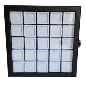 Gemstone Display Case with 25 Individual Boxes & Reversible Foam Inserts