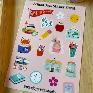 School Days Sticker Sheet | Stickers| Planner Stickers| Sticker Sheets|Homeschool Planning| Scrapbook Stickers| Teacher Gift