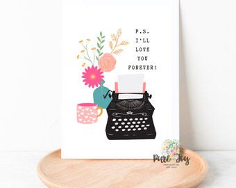 P.S. I'll Love You Forever , Valentine's Day, Any occasion, Greeting Card, Kraft Envelope, Just Because, Stationary, Single Card or Set of 4