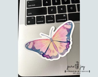 Large Sunset Vibes Water Color Butterfly Sticker, Water proof, Vinyl Sticker, Nature Lover, Water Color, Butterfly and Sunset lover gift