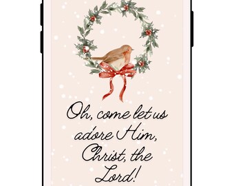 Phone Wallpaper, Come Let Us Adore Him, Beautiful Hymn of Christmas, iPhone or Android, Phone Background digital Download, Phone Lock Screen