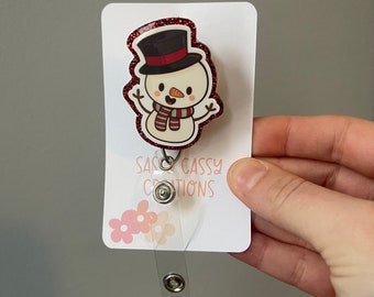 Snowman Badge Reel Nurse Gift Christmas 