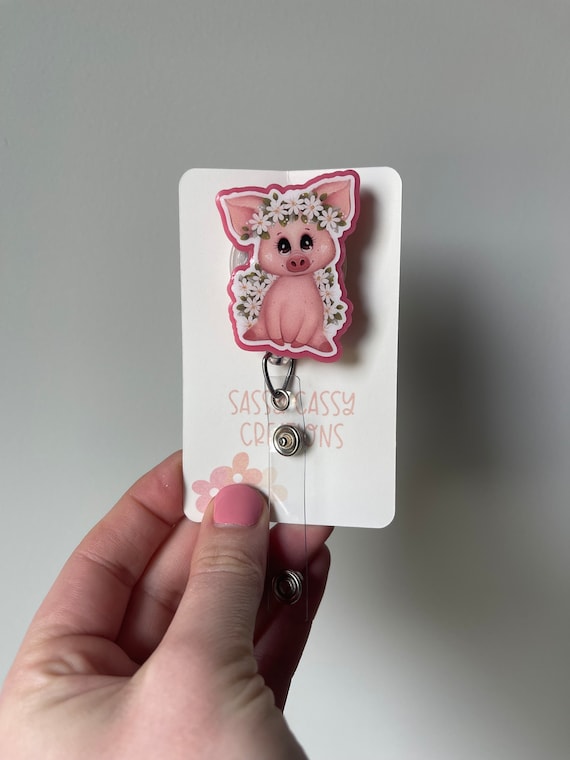 Spring Pig Badge Reel Nurse Gift 