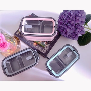 Bento Box, Edelstahl Brotdose,Lunchbox 1400ml mit Besteck,  Bento Box 3 Fächern, Erwachsener,  Kinder, Japanese Style, Japandi