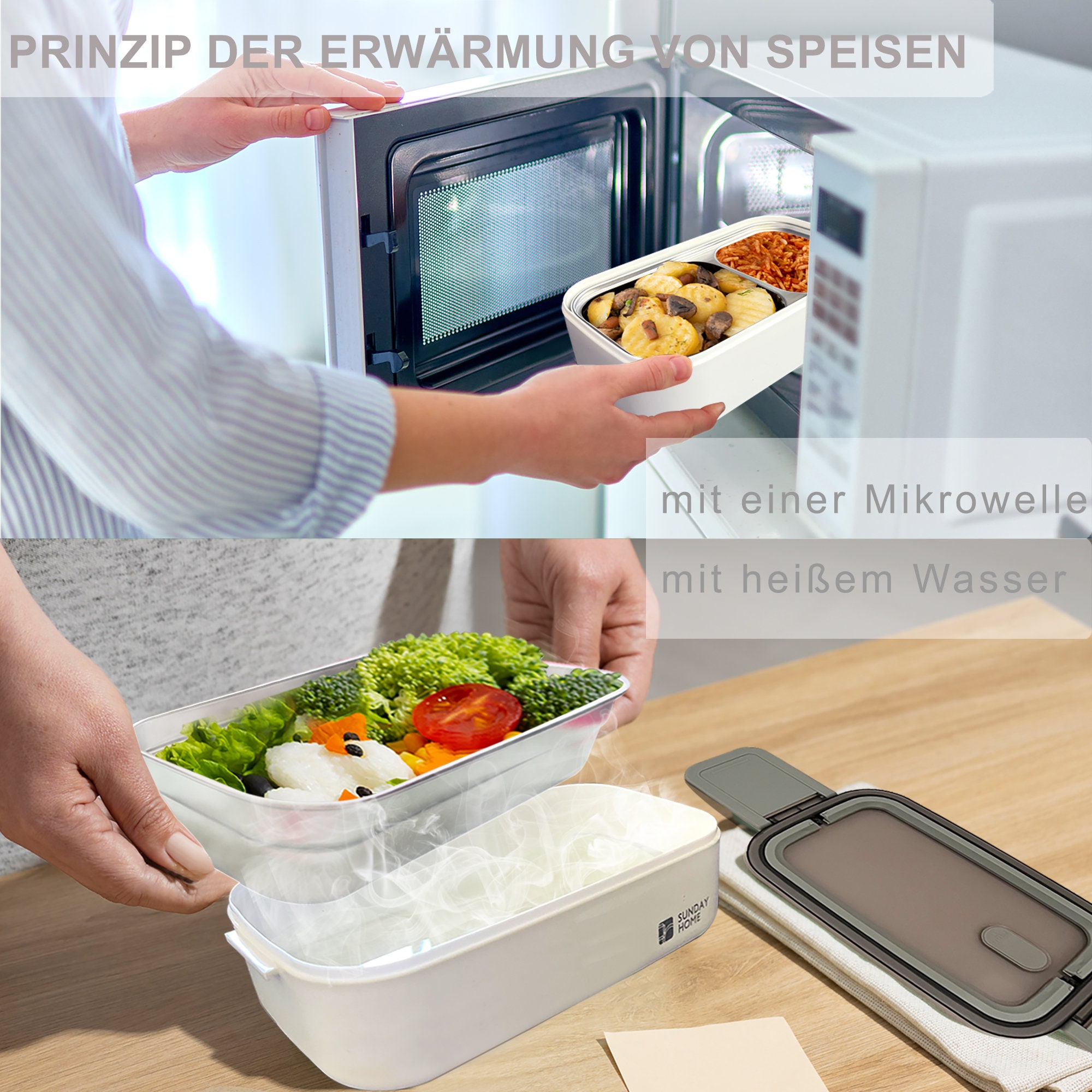 Contenitore per snack in acciaio inox (2 scomparti), suddiviso con coperchio, per noci, verdure e dolci, leggero e a prova di perdite (argento) (acciaio inossidabile