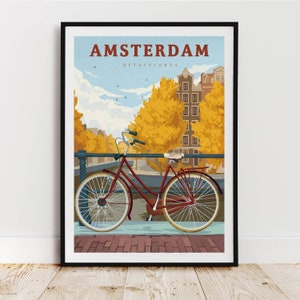 Amsterdam Personalized Map Vintage Travel Poster Print, Travel Map, WorldTravel, Personalized Gifts, Retro Wall Poster, Art Poster