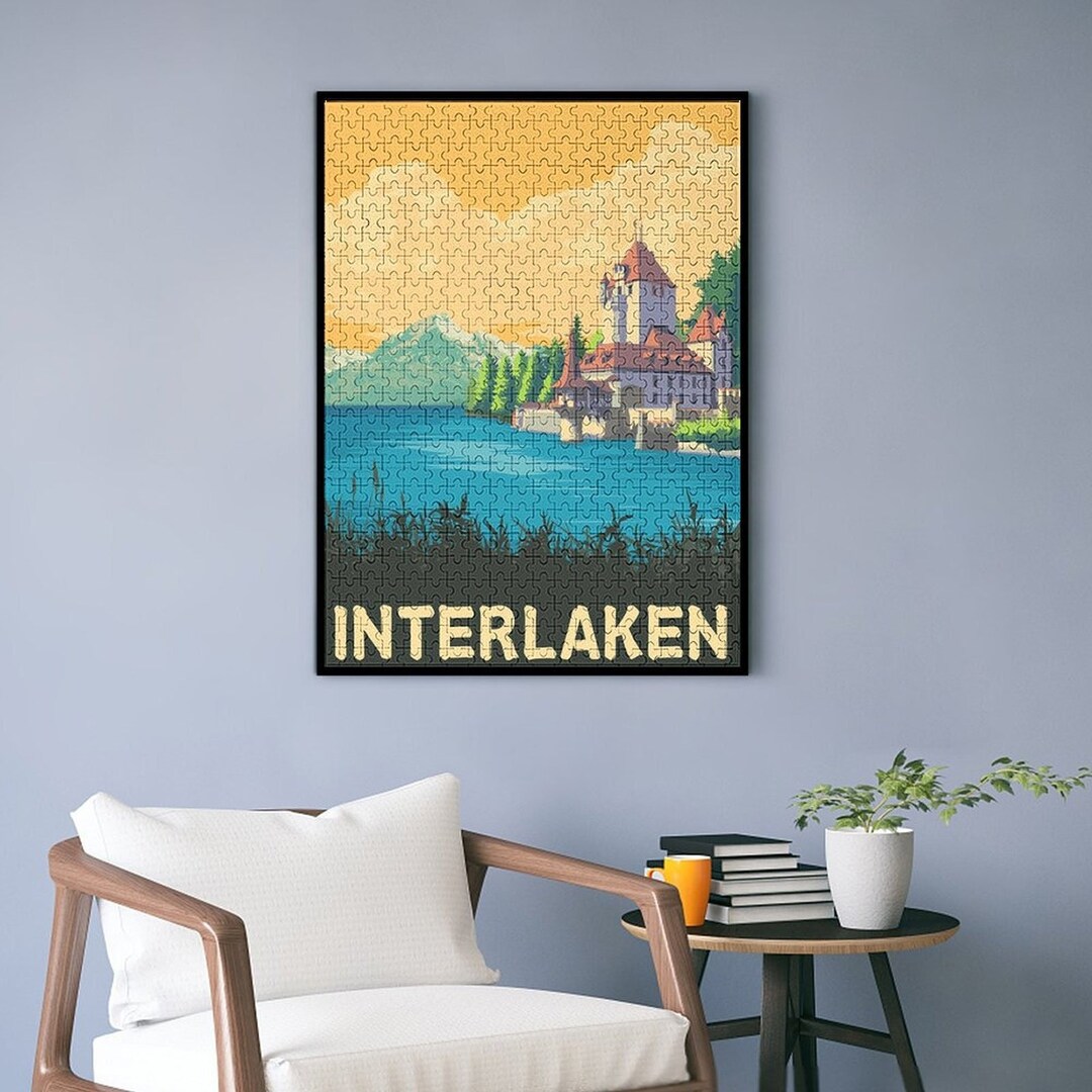 500/1000 Pcs Interlaken, Switzerland Vintage Poster World Travel City