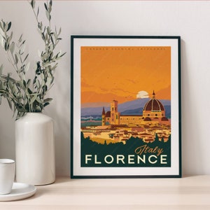 Florence Italy Personalized  Vintage Travel Poster Print, Travel Map, WorldTravel, Personalized Gifts, Retro Wall Poster, Art Poster