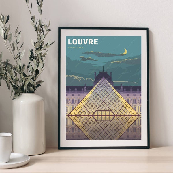 Musée du Louvre Paris Impression d’affiche de voyage vintage personnalisée, Carte de voyage, WorldTravel, Cadeaux personnalisés, Affiche murale rétro, Affiche d’art