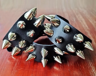 Studded Spike Leather Cuff Bracelet: Punk Rock Goth Wristband