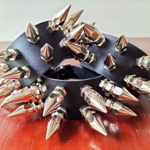 Spiked Punk Leather Bracelet: Handmade Gothic Rocker Cuff