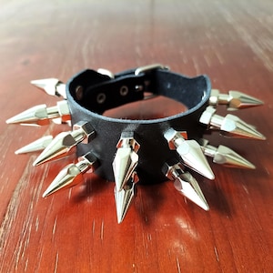 Hex Spike Studded Leather Cuff: Punk Rock Biker Bracelet