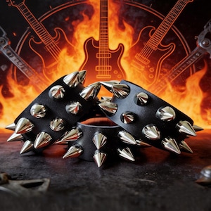 Studded Spike Leather Cuff Bracelet: Punk Rock Goth Wristband