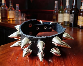 Punk Leather Spike Bracelet: Gothic Rocker Studded Cuff