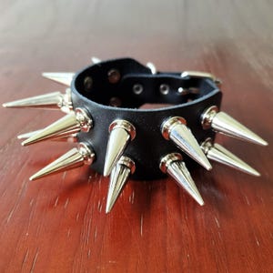 Silver Tree Spiked Leather Cuff Bracelet: Punk Rocker Jewelry